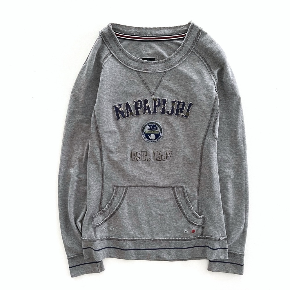 Napapijri Mapping Survey Logo Pullover Sweatshirt in Grey